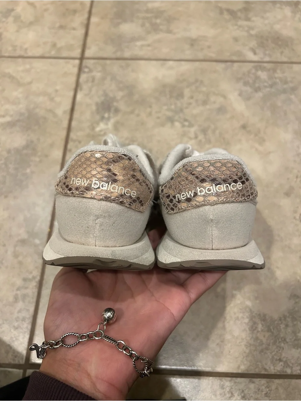 New Balance Kids Light Gray Sneakers with Pale Pink 'N' Accent